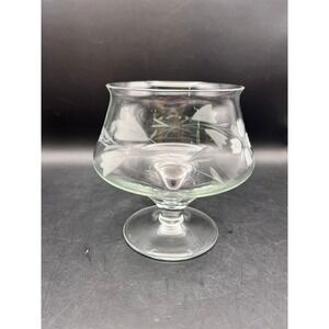 Etched‎ Floral Glass Dessert Bowl Compote Pedestal Candy Dish Elegant 4.5" x 4"